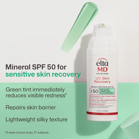 UV Skin Recovery Red Color Correcting Green Tint Broad Spectrum SPF 50